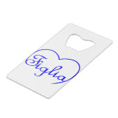 Figlia Daughter Italienisches blaues Herz Geldbeutel Flaschenöffner (Rückseite Schrägansicht)