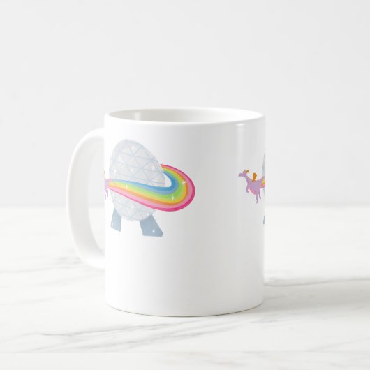 Figment Flying Around Epcot Ball With Rainbow Kaffeetasse (Vorderseite Links)