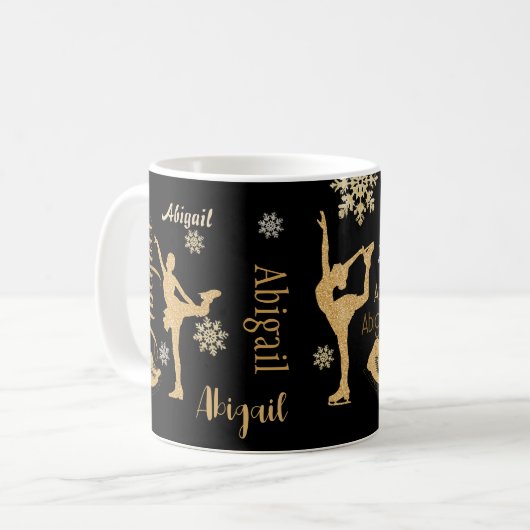 "Figue Skaten", goldene personalisierte Silhouette Kaffeetasse (Vorderseite Links)