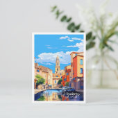Figueres Spain Vintage Illustration Postkarte (Stehend Vorderseite)
