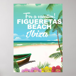 Figueretas Beach Ibiza Strandposter Poster