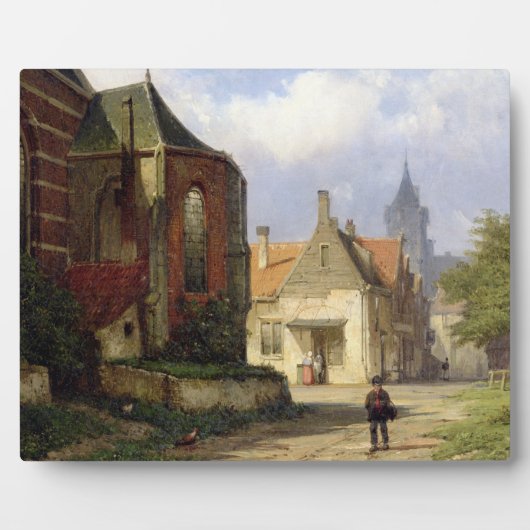 Figur before a Redbrick Church in a Dutch Town (o Fotoplatte (Vorderseite)