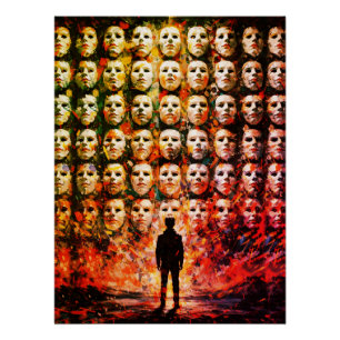 Figur ohne Gesicht Maskierte Menge Impasto Surreal Poster