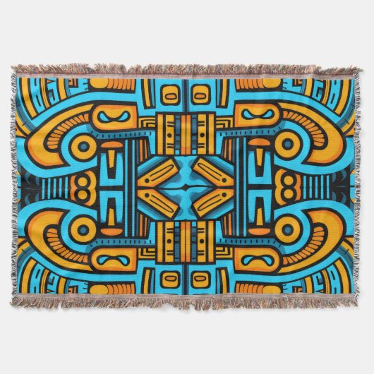 Figurative Abstrakt Bold Blue Orange Decke (Vorderseite)