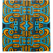 Figurative Abstrakt Bold Blue Orange Duschvorhang (Vorderseite)