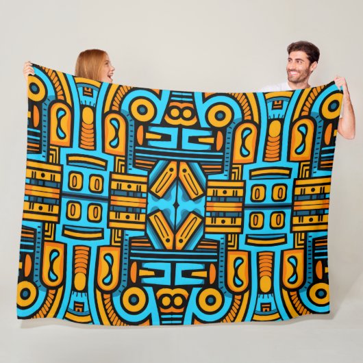 Figurative Abstrakt Bold Blue Orange Fleecedecke (Beispiel)