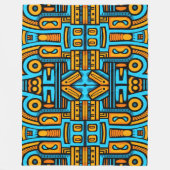 Figurative Abstrakt Bold Blue Orange Fleecedecke (Vorderseite)