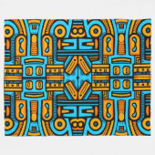 Figurative Abstrakt Bold Blue Orange Fleecedecke (Vorderseite (Horizontal))