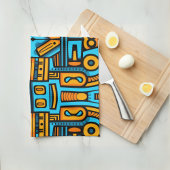 Figurative Abstrakt Bold Blue Orange Geschirrtuch