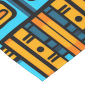 Figurative Abstrakt Bold Blue Orange Kurzer Tischläufer (Ecke)