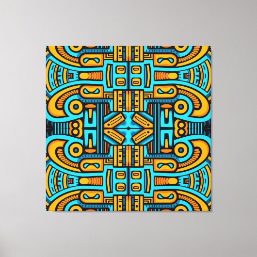 Figurative Abstrakt Bold Blue Orange Leinwanddruck (Vorderseite)