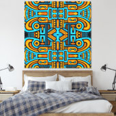 Figurative Abstrakt Bold Blue Orange Leinwanddruck (Insitu (Schlafzimmer))