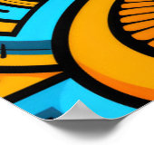 Figurative Abstrakt Bold Blue Orange Poster (Ecke)