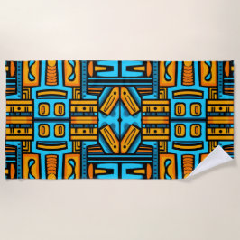 Figurative Abstrakt Bold Blue Orange Strandtuch