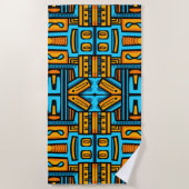 Figurative Abstrakt Bold Blue Orange Strandtuch (Vorderseite)