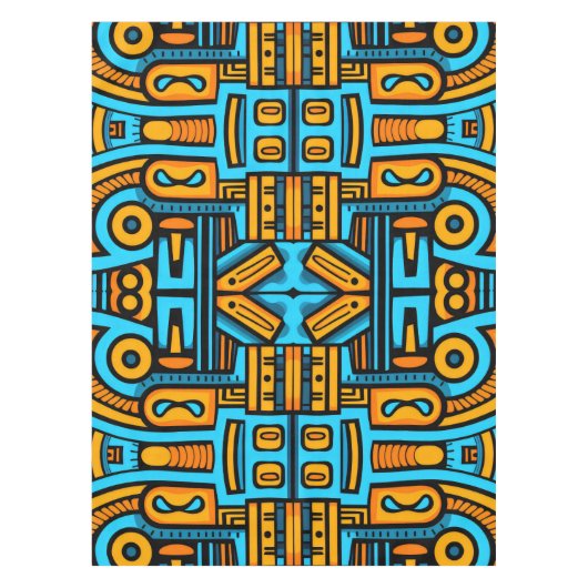 Figurative Abstrakt Bold Blue Orange Tischdecke (Vorderseite)