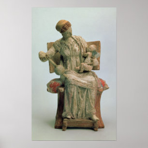 Figürchen der Aphrodite spielend mit Eros Poster