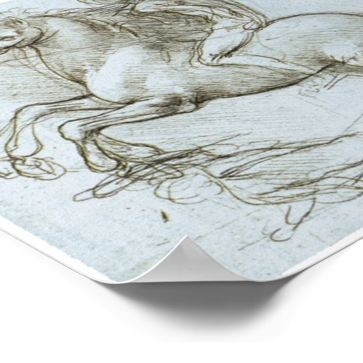 Figure on Horseback, Leonardo Da Vinci Poster (Ecke)