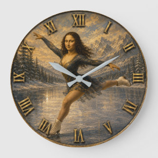 Figure Skating Funny Mona Ice Skater Gift Große Wanduhr