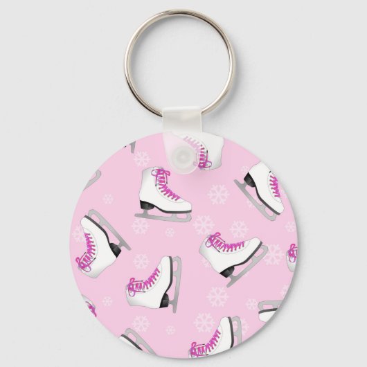 Figure Skating - Ice Skates Pink with Snowflakes Schlüsselanhänger (Vorderseite)