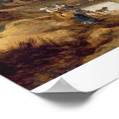 Figuren in einer Landschaft mit Dorf- und Burgstra Poster (Ecke)