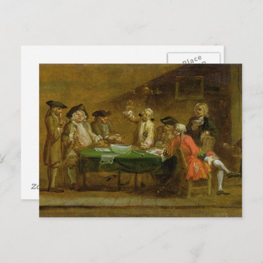 Figuren in einer Taverne oder einem Kaffeehaus, 17 Postkarte (Vorne/Hinten)