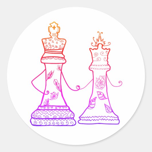 Figures Chess, Queen & King Liebe Sticker (Vorderseite)