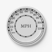 Figures Classic Car Speedometer MPH Monogramm Pappteller (Vorderseite)