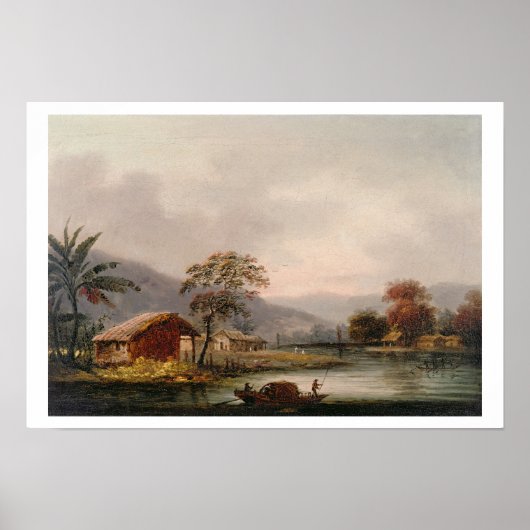 Figures Guides a Sampan Round a Bend in a River, Poster (Vorne)