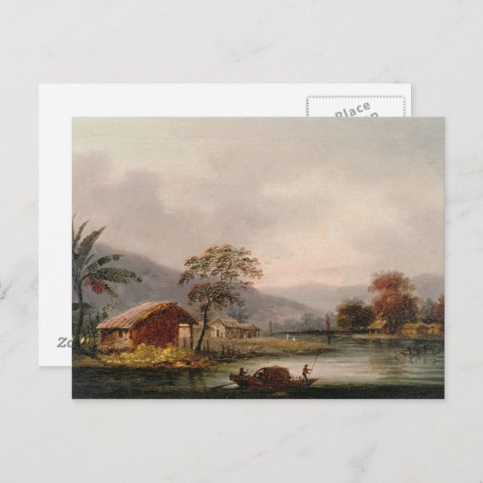 Figures Guides a Sampan Round a Bend in a River, Postkarte (Vorne/Hinten)