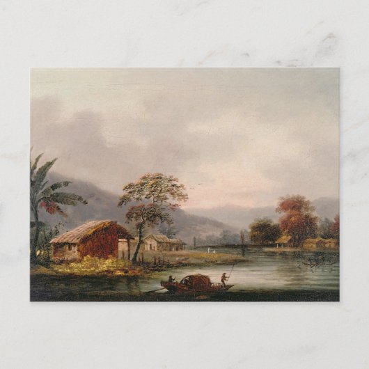 Figures Guides a Sampan Round a Bend in a River, Postkarte (Vorderseite)