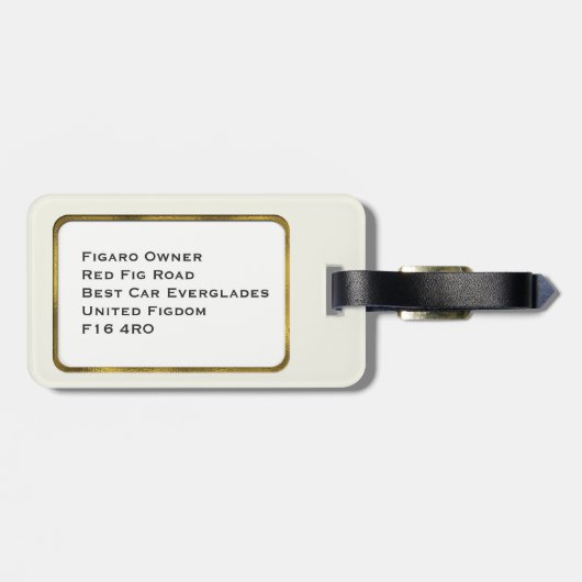 Figures Monogram Red Figaro Auto Gepäckmarke Gepäckanhänger (Rückseite horizontal)