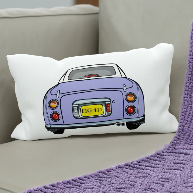 Figures Niedlich Lilac Figaro Car Monogramm weiß Lendenkissen (Cute lilac figaro car lumbar pillow. Add your car reg number (or initials) and your name on the back)