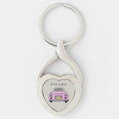 Figures Pink Figaro Car Monogram Silver Heart Schlüsselanhänger (Vorderseite)