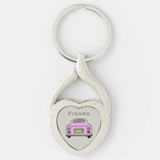 Figures Pink Figaro Car Monogram Silver Heart Schlüsselanhänger (Vorderseite)