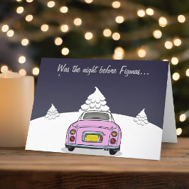 Figures Pink Figaro Car Weihnachtskarte Feiertagskarte