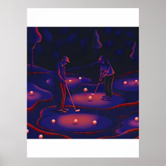 Figures Reaching for Celestial Bodies Poster