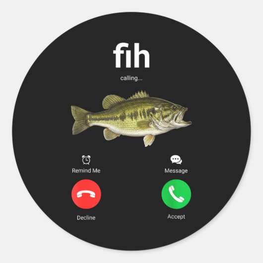 Fih Calling Decline Accept Funny Phone Call Misspe Runder Aufkleber (Vorderseite)