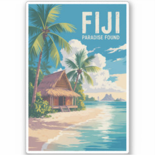 Fiji Beach Hut Reisen Art Vintag Aufkleber