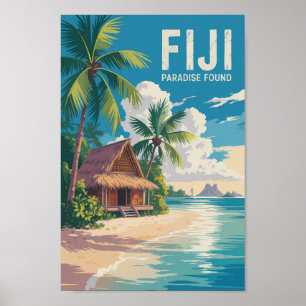 Fiji Beach Hut Reisen Art Vintag Poster