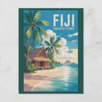 Fiji Beach Hut Reisen Art Vintag