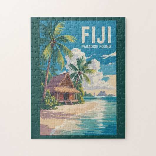 Fiji Beach Hut Reisen Art Vintag Puzzle (Vertikal)