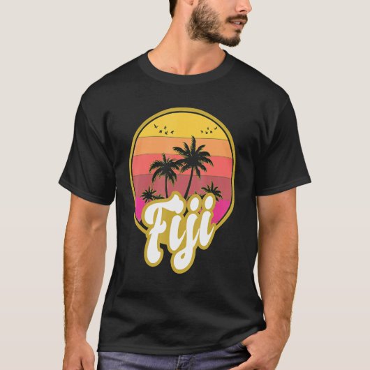 Fiji Beach Retro Sunset T-Shirt (Vorderseite)