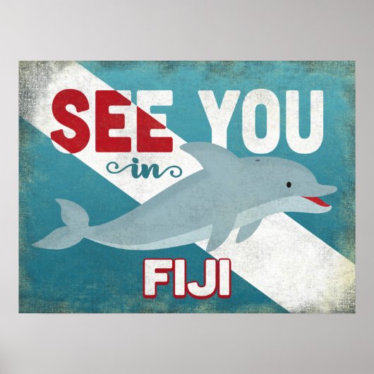 Fiji Dolphin - Retro Vintage Travel Poster (Vorne)