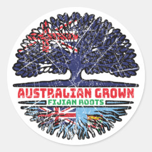 Fiji Fijian Australian Australia Tree Roots Flag Runder Aufkleber