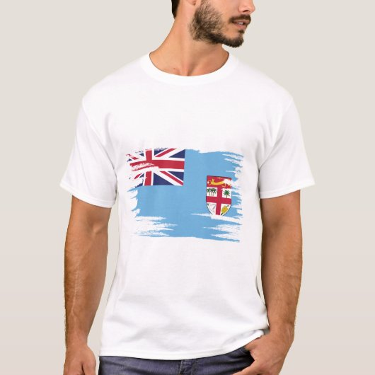 Fiji Flag Brush Art T-Shirt (Vorderseite)