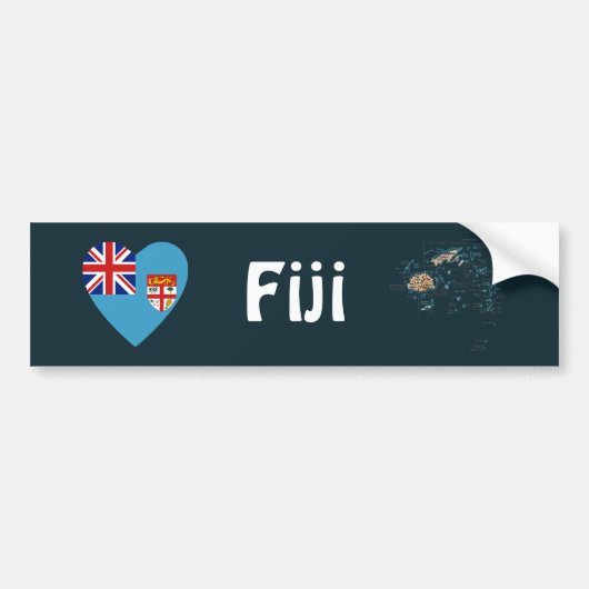 Fiji Flag Herz + Karte Autoaufkleber (Vorne)