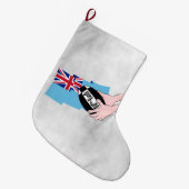 Fiji Flag Rugby Ball Pass Cartoon Hands Großer Weihnachtsstrumpf (Vorderansicht (hängend))