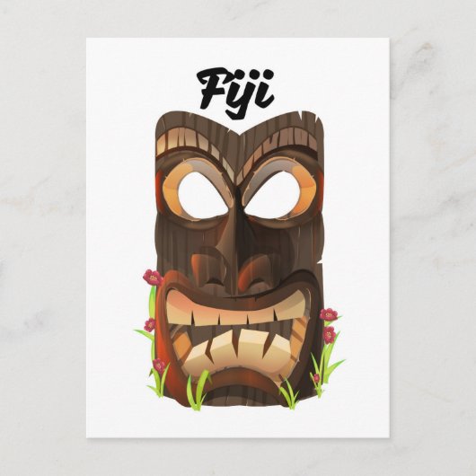 Fiji geschnitzte Maske Postkarte (Vorderseite)