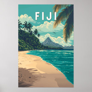 Fiji-Illustration Reise Kunst Vintage Poster